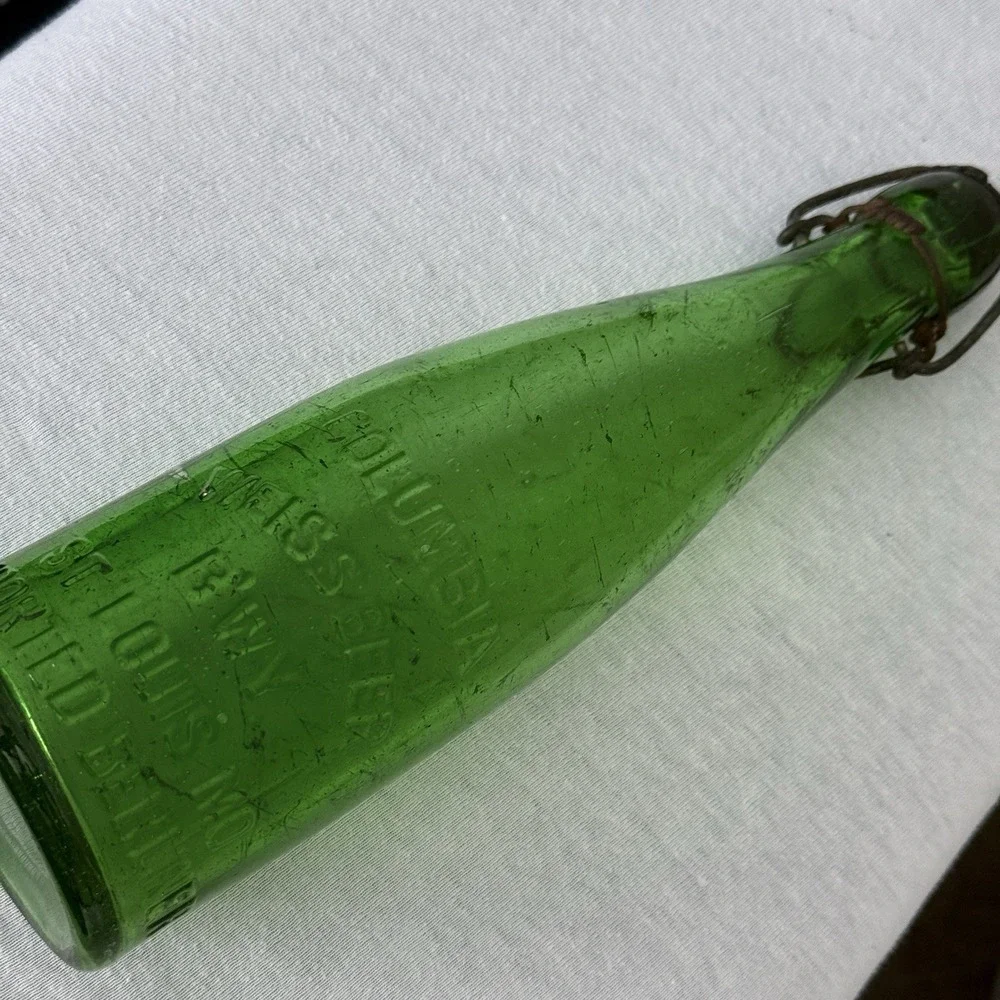 Columbia Weiss Beer Brewery St Louis MO Green Blob Bottle Pre Prohibition I G Co